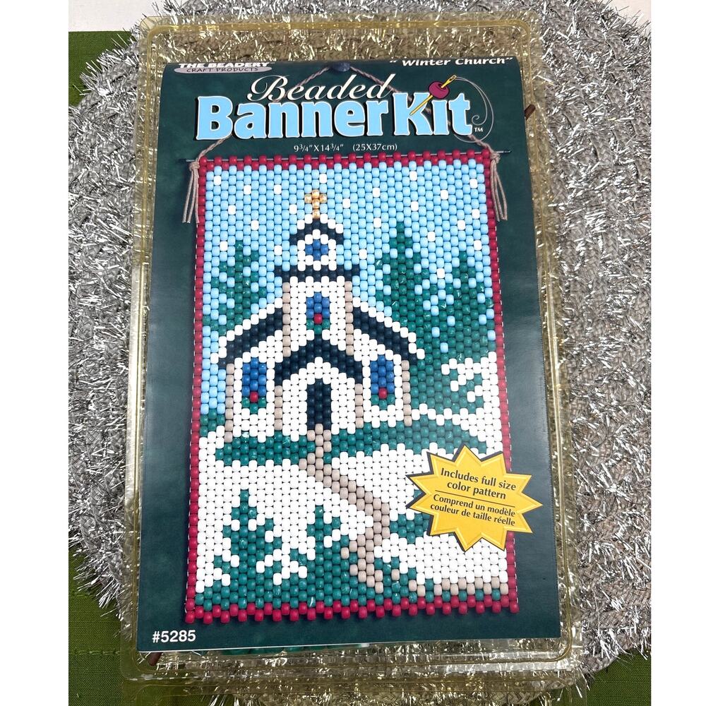 The Beadery Beaded Banner Craft Kit Winter Church Holiday NEW #5285 Vintage 2001